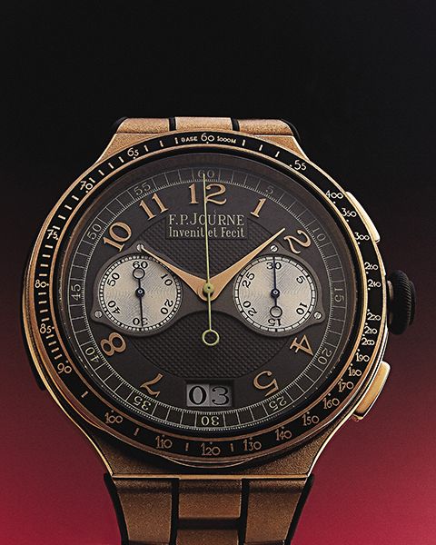 تعد ساعة Chronographe Monopoussoir Rattrapante (المتوافرة بسعر 82 ألف دولار للنموذج المشغول في علبة من الذهب) من أف بي جورن أبرز ابتكار تعكس الدار من خلاله نمطًا حياتيًا عصريًا ناشطًا. www.fpjourne.com