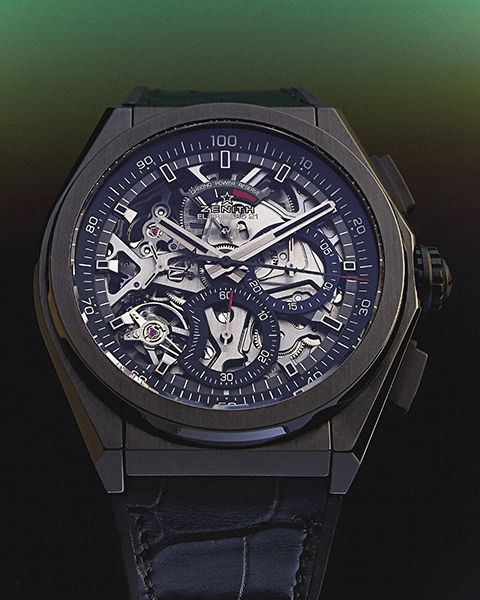 تجسد ساعة Defy El Primero 21 من زينيث، والمشغولة في علبة من السيراميك باللون الأسود (سعرها 12٫200 دولار)، التلاحم بين المظهر العصري والمزايا التقنية. www.zenith-watches.com