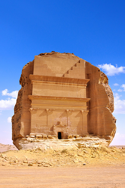 يحتل قصر الفريد في مدائن صالح كتلة صخرية مستقلة ويعد الوحيد بين القبور الذي تزين واجهته أربعة أعمدة بتاج نبطي.
