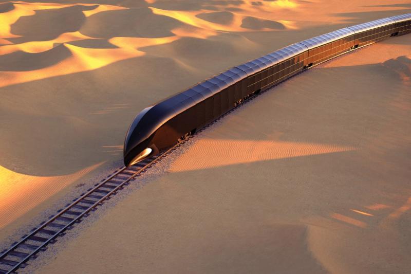 صورة للمفهوم التصوري الذي ابتكره مصمم اليخوت الفارهة تييري غوغان للقطار المستقبلي G-Train. 