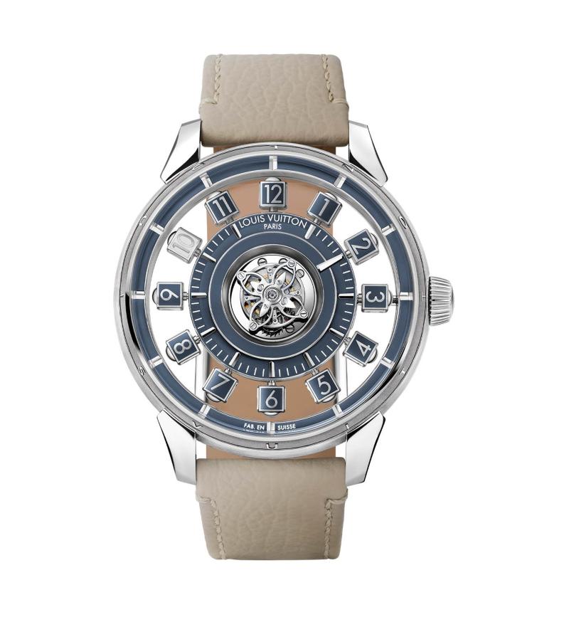 ساعة Tambour Taiko Spin Time Air Tourbillon التي تجمع بين تعقيد الساعات القافزة وآلية التوربيون المحلق.