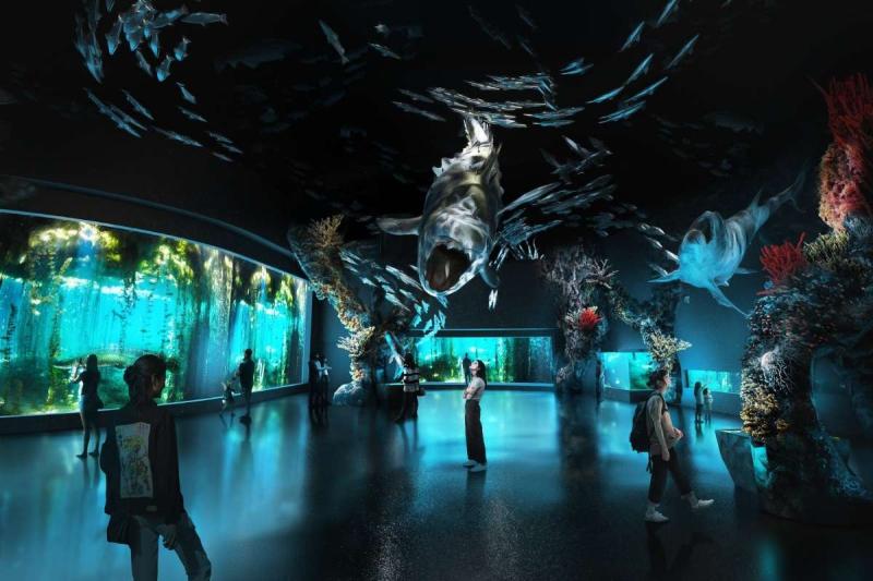 تصوّر فني تخيّلي لمنطقة المياه القديمة في Singapore Oceanarium/ أوشيناريوم سنغافورة